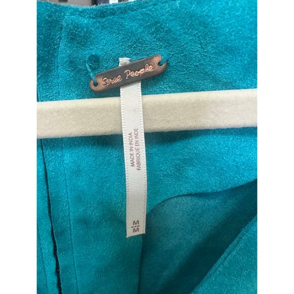 Free People "Retro Love' Suede Trapeze Dress Teal Aqua Sz M - Picture 8 of 8